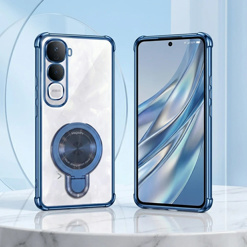 Vivo Y400 Pro 5G Luxury Four Corner Invincible Bracket Ring Stand Case