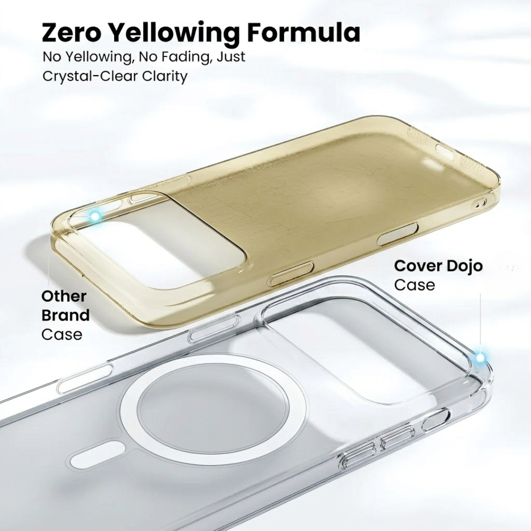 Anti-Yellow MagSafe Clear Case | 100% Yellow-Free Guarantee | With Free Cable Protector