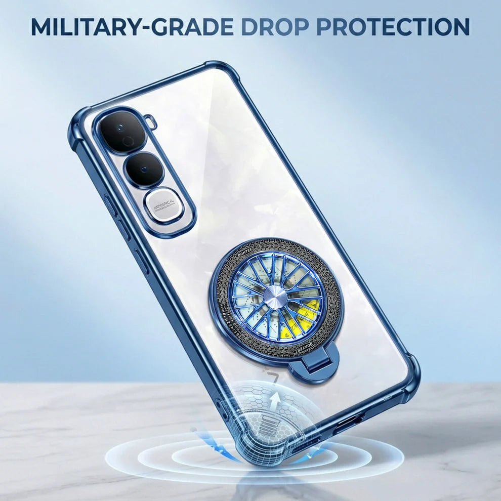 Vivo Y400 Pro 5G Premium Stress Buster Wheel Rotating Shockproof Airbags Case