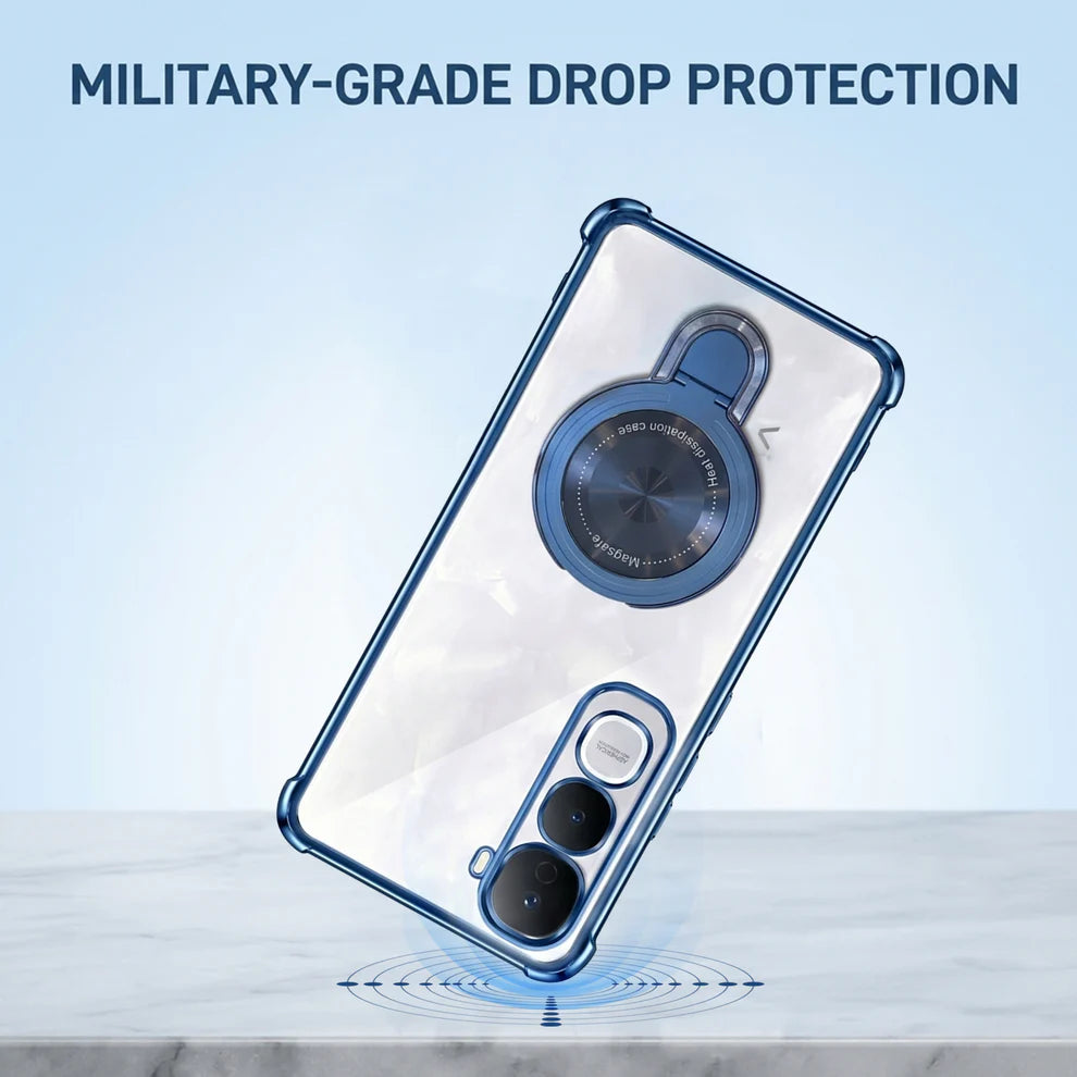 Vivo Y400 Pro 5G Luxury Four Corner Invincible Bracket Ring Stand Case
