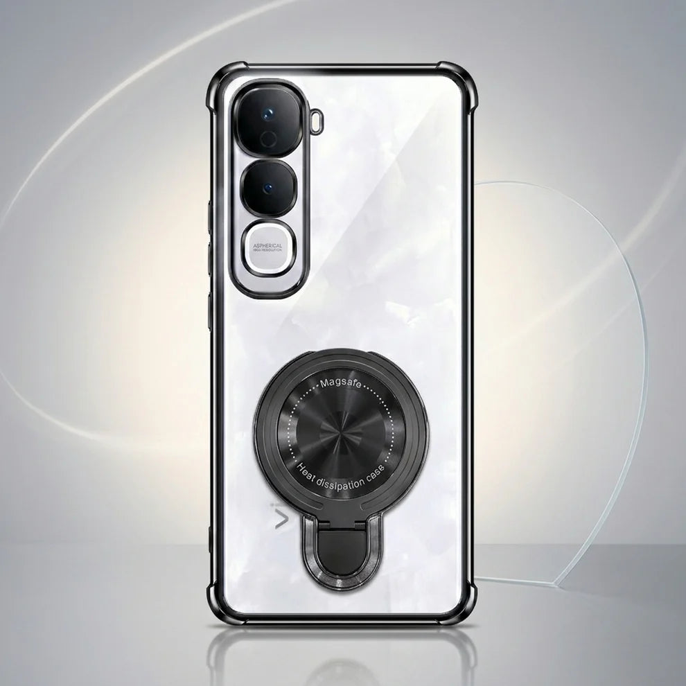 Vivo Y400 Pro 5G Luxury Four Corner Invincible Bracket Ring Stand Case
