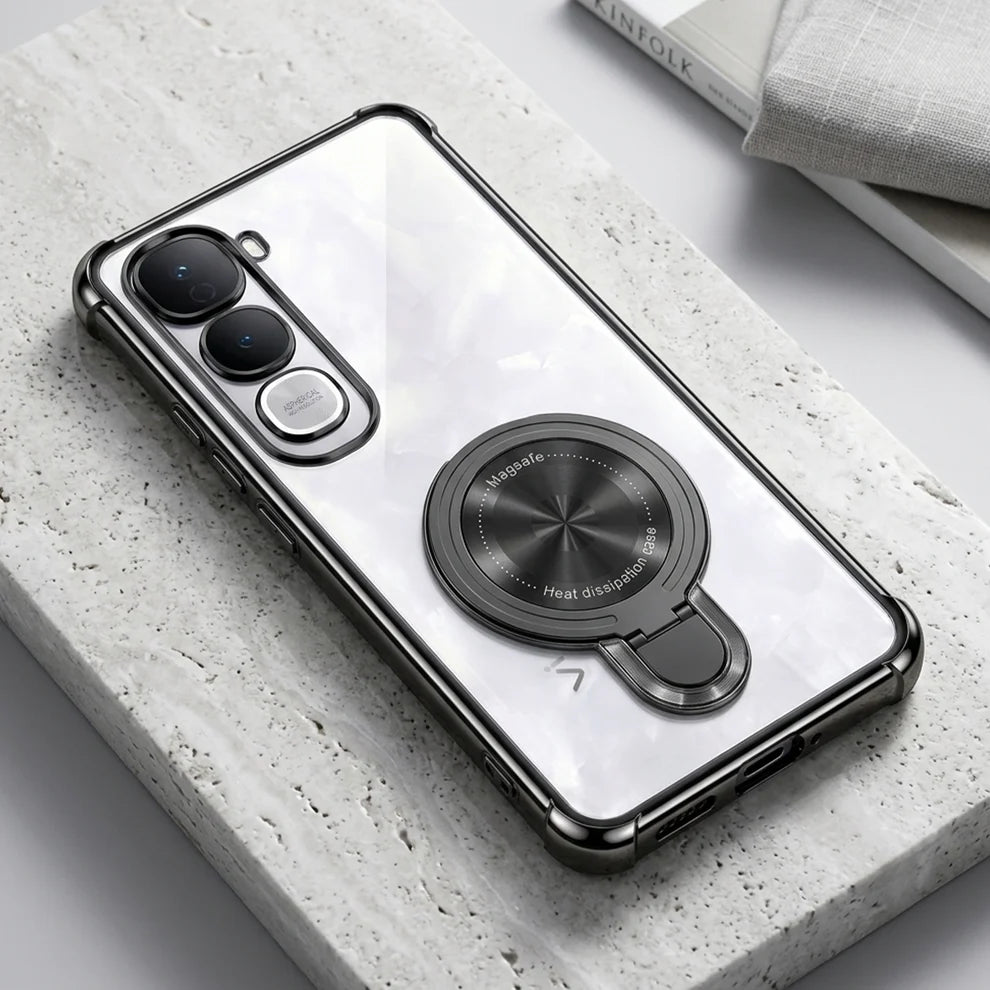 Vivo Y400 Pro 5G Luxury Four Corner Invincible Bracket Ring Stand Case