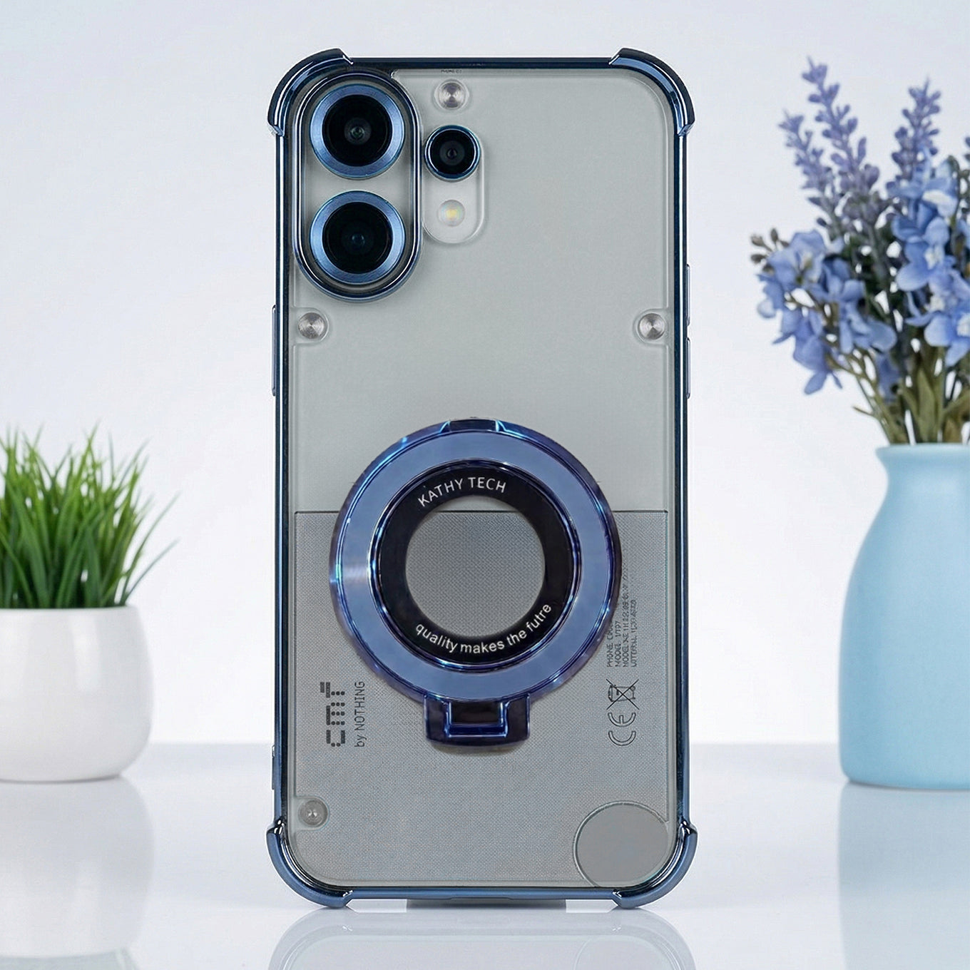 Nothing Phone 2 Pro 5G Original Luxury Magnifier Ring Stand Shockproof Airbags Corner Case